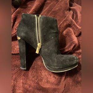Micheal Kors Black Suede Heeled Booties, Sz 6